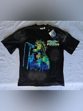 Hellstar Black  Graphic Tee with Neon Print